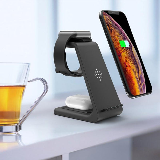 3 IN 1 FAST WIRELESS CHARGING STAND FOR IPHONE, APPLE WATCH & AIRPODS - Astra Straps