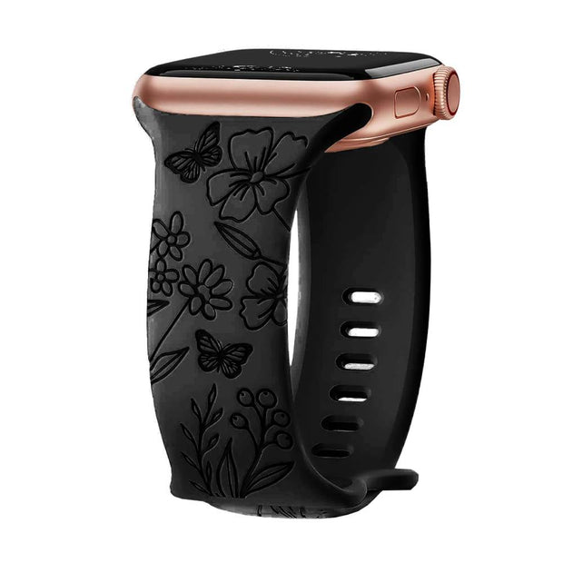 Levo Floral Engraved Silicone Loop Strap