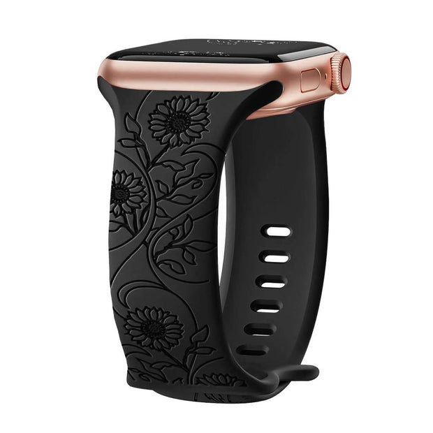 Levo Floral Engraved Silicone Loop Strap