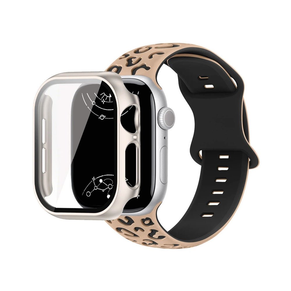 Aureus Engrave Leopard Silicone Band With Glass Case - Astra Straps