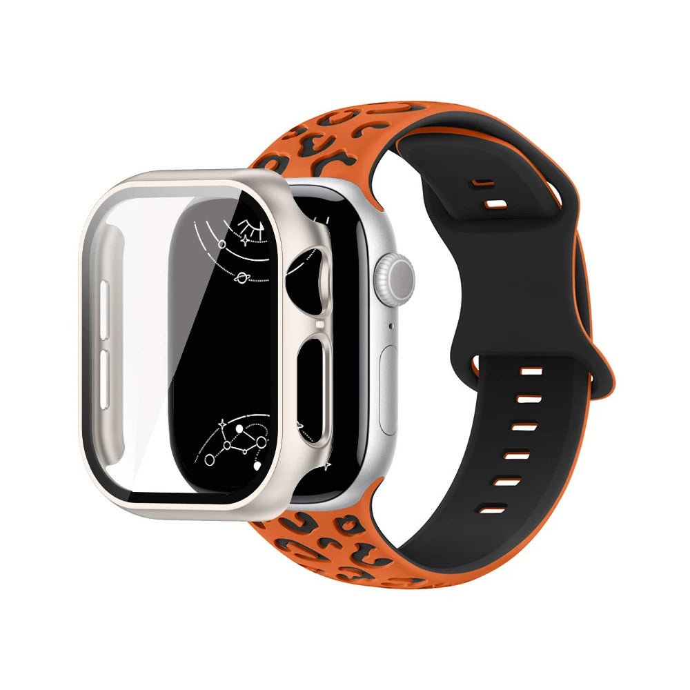 Aureus Engrave Leopard Silicone Band With Glass Case - Astra Straps