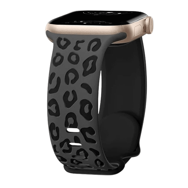 Obvius Silicone Strap With Engraved Leopard Pattern