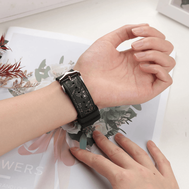 Satura Engraved Flower Silicone Strap