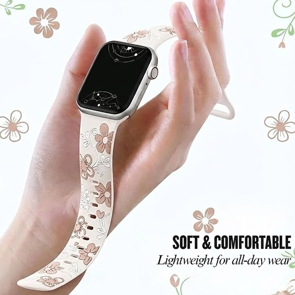 Velox Engraved Flower Silicone Band - Astra Straps