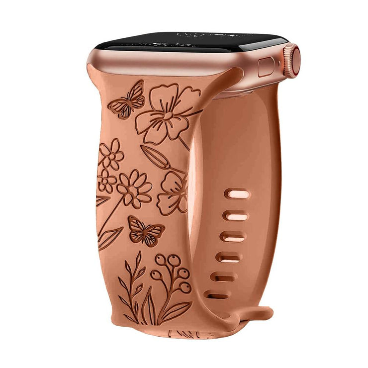 Levo Floral Engraved Silicone Strap